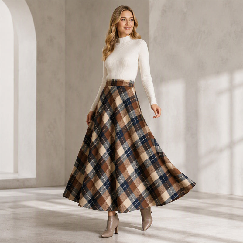 ✨ Timeless Plaid | Women’s High-Waisted Plaid Long Skirt
