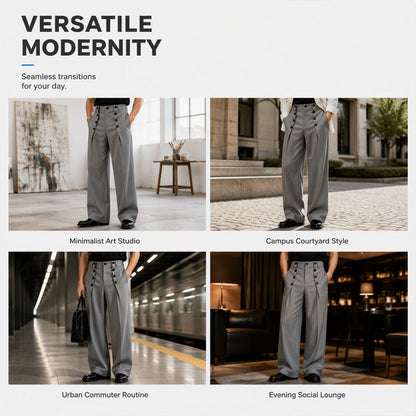 Men's Chic High-Waisted Double-Breasted Drape Pants