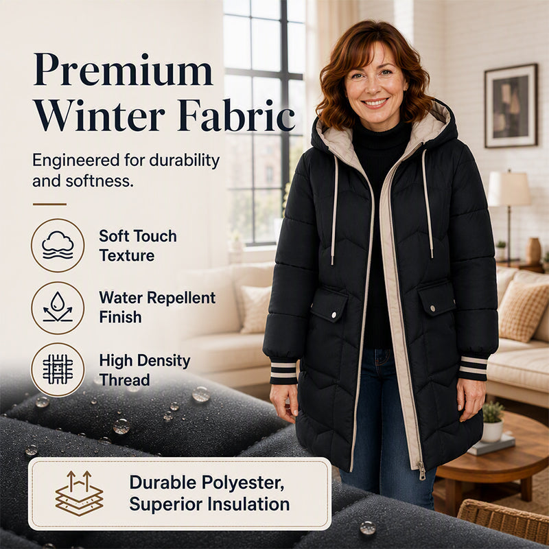 ✨ Cozy Coverage | Women’s Mid-Long Hooded Puffer Coat