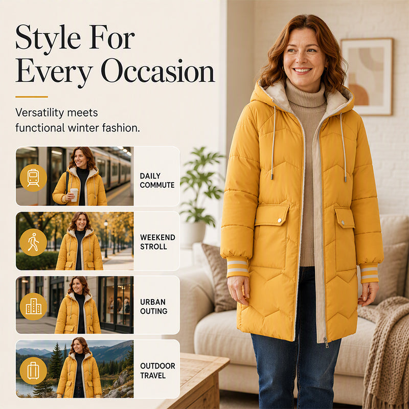 ✨ Cozy Coverage | Women’s Mid-Long Hooded Puffer Coat