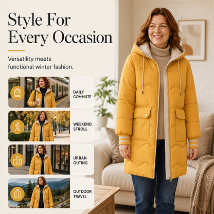 ✨ Cozy Coverage | Women’s Mid-Long Hooded Puffer Coat