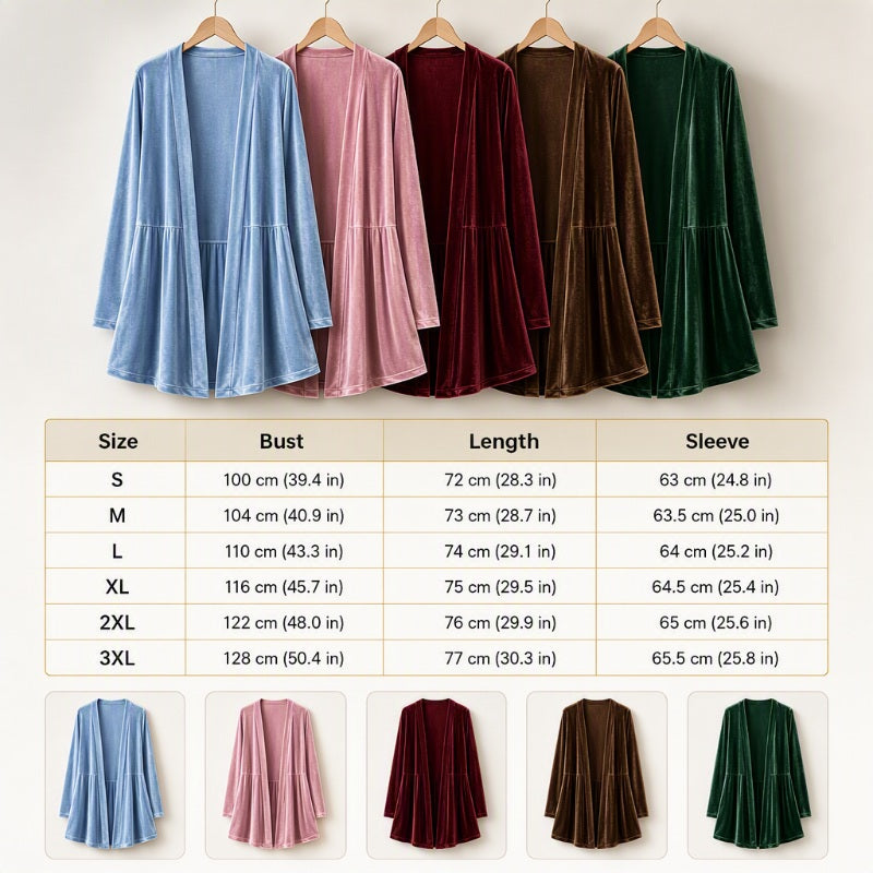 ✨ Luxe Everyday Layering | Women's Velvet Open-Front Peplum Cardigan