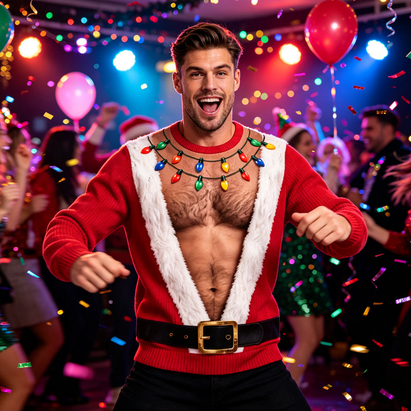 🎄 Holiday Fun | Men’s 3D Muscle Print Christmas Sweatshirt