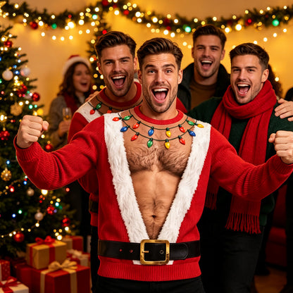 🎄 Holiday Fun | Men’s 3D Muscle Print Christmas Sweatshirt