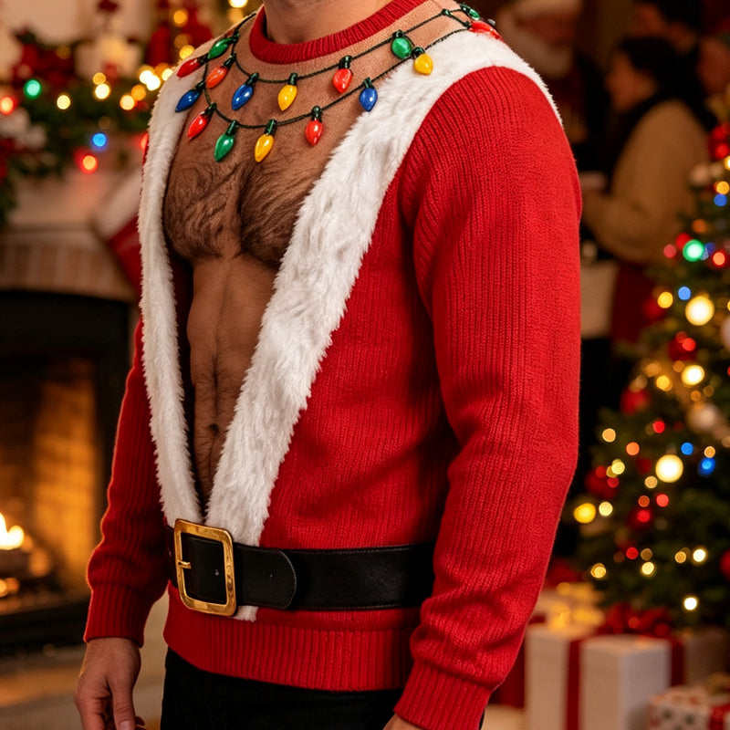 🎄 Holiday Fun | Men’s 3D Muscle Print Christmas Sweatshirt