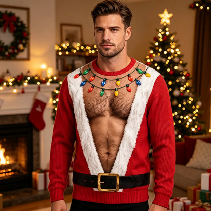 🎄 Holiday Fun | Men’s 3D Muscle Print Christmas Sweatshirt