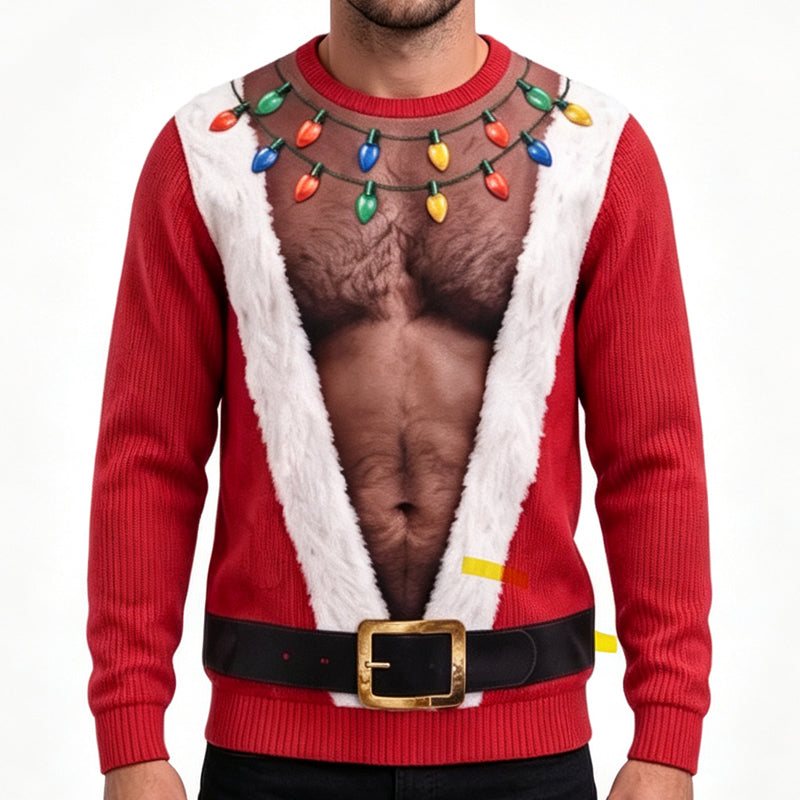 🎄 Holiday Fun | Men’s 3D Muscle Print Christmas Sweatshirt