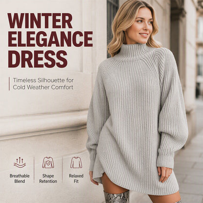✨ Easy Elegance | Women’s Relaxed Turtleneck Knit Sweater Dress