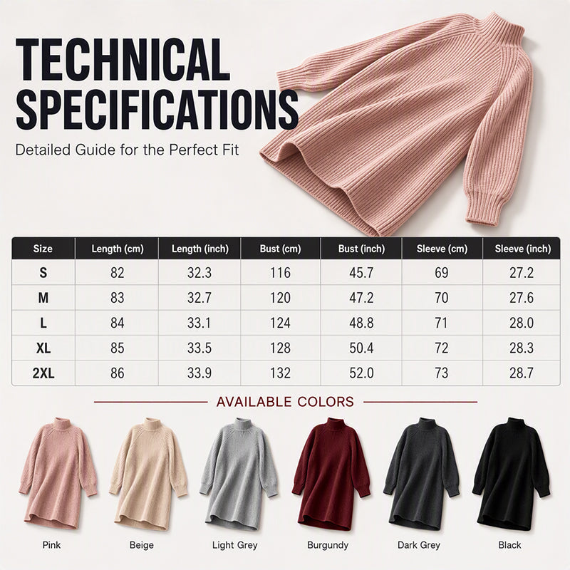 ✨ Easy Elegance | Women’s Relaxed Turtleneck Knit Sweater Dress