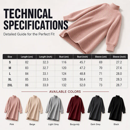 ✨ Easy Elegance | Women’s Relaxed Turtleneck Knit Sweater Dress