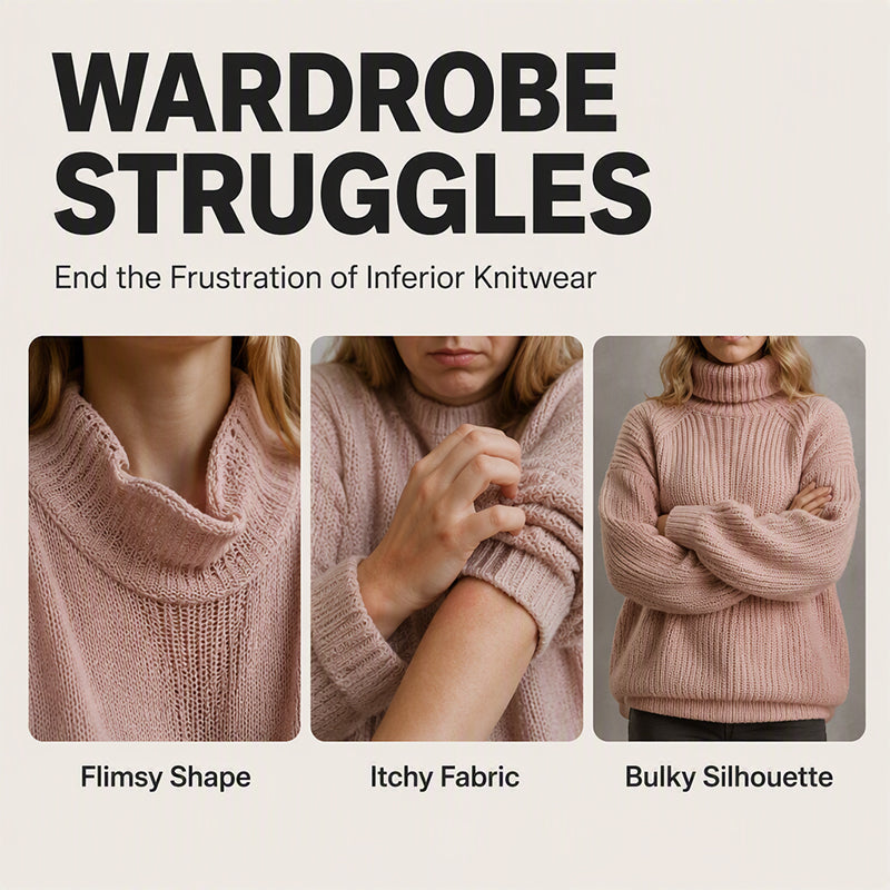 ✨ Easy Elegance | Women’s Relaxed Turtleneck Knit Sweater Dress