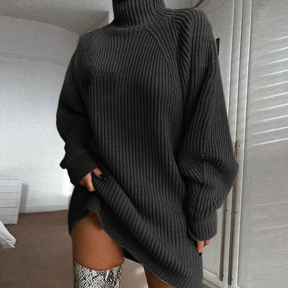 ✨ Easy Elegance | Women’s Relaxed Turtleneck Knit Sweater Dress