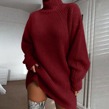 ✨ Easy Elegance | Women’s Relaxed Turtleneck Knit Sweater Dress