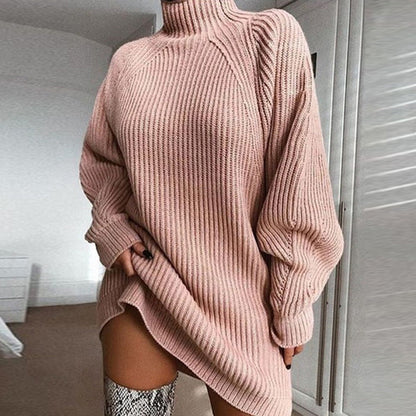 ✨ Easy Elegance | Women’s Relaxed Turtleneck Knit Sweater Dress