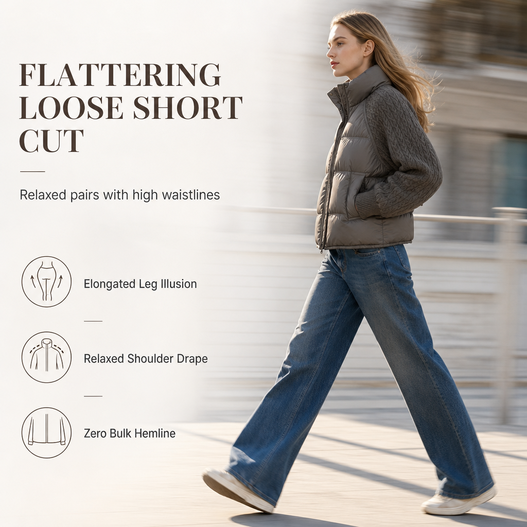 ✨ Cozy Without the Bulk | Women’s Cable Knit Sleeve Quilted Puffer Jacket