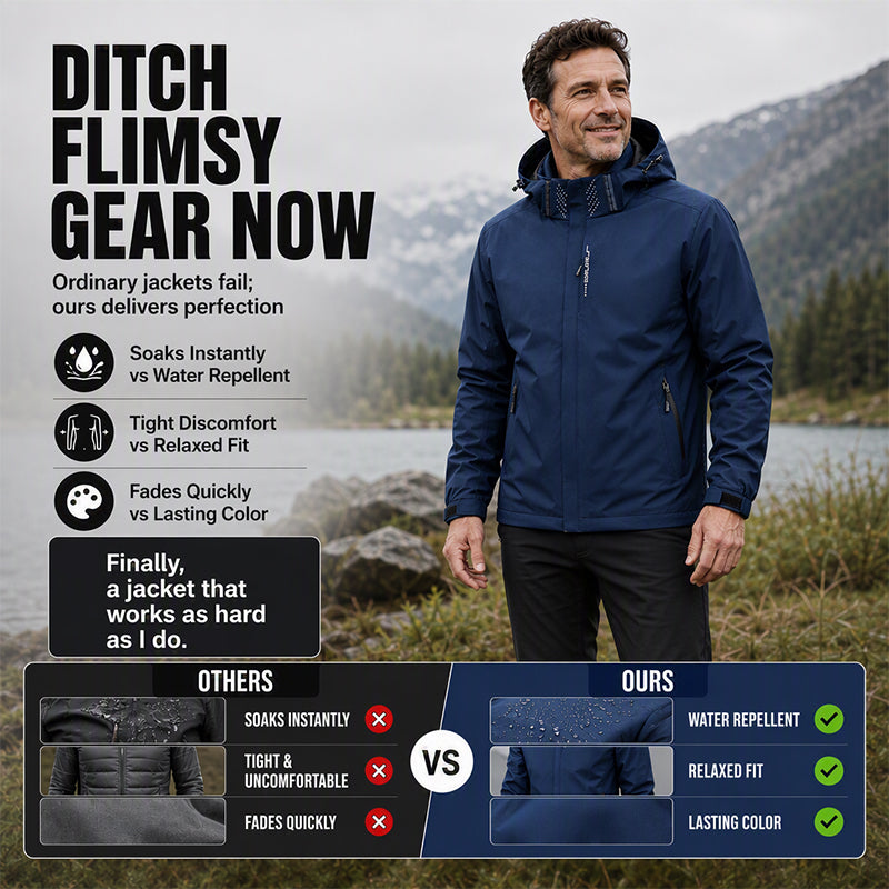 🌧️ Ready for the Outdoors | Men’s Waterproof Hooded Jacket