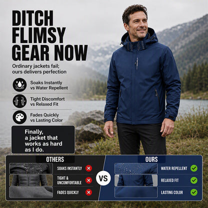 🌧️ Ready for the Outdoors | Men’s Waterproof Hooded Jacket