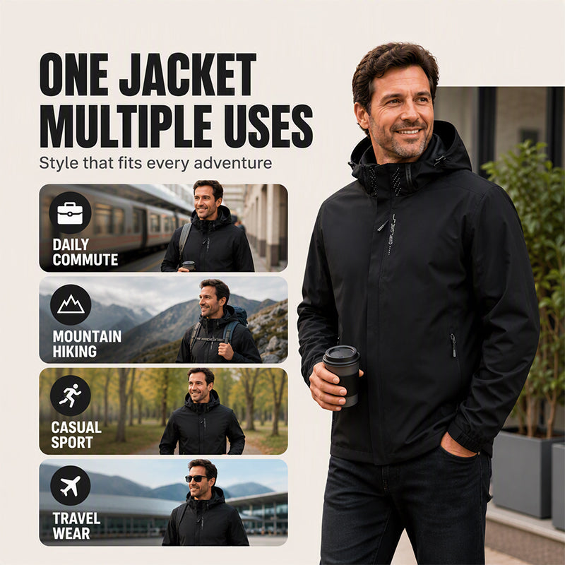 🌧️ Ready for the Outdoors | Men’s Waterproof Hooded Jacket