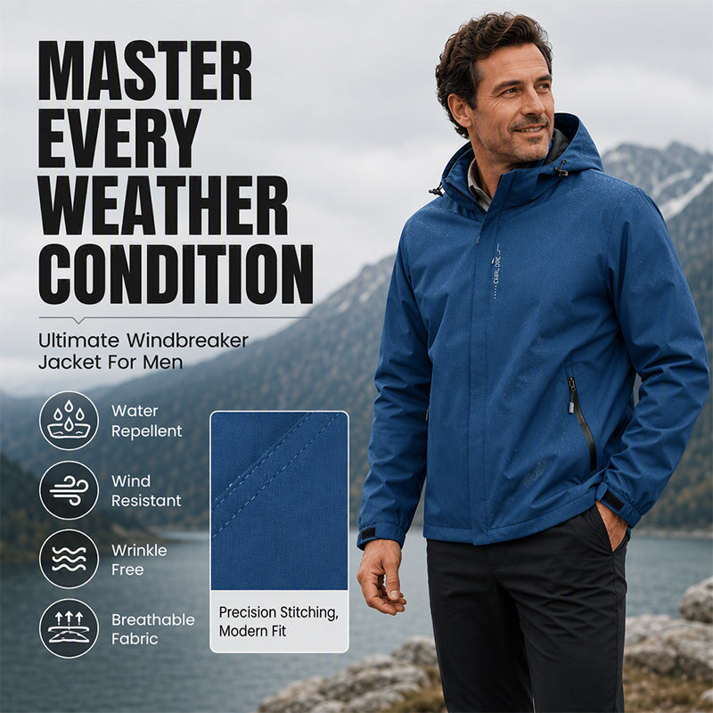 🌧️ Ready for the Outdoors | Men’s Waterproof Hooded Jacket