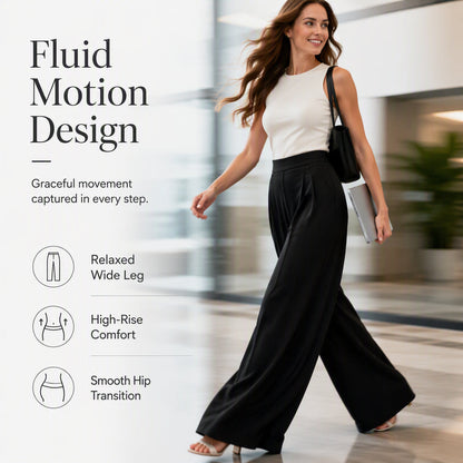 💼 Polished at Work, Effortless After | Women's Pleated High-Waist Wide-Leg Pants