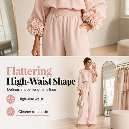 🌸 Statement Floral Cuffs, Elegant Wide-Leg Style | Women's 2-Piece Set ⚡ Free Shipping