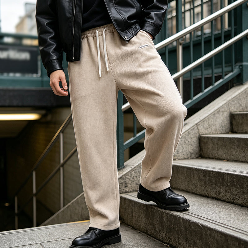 👖 Textured Everyday Style | Men’s Relaxed Straight-Leg Corduroy Pants
