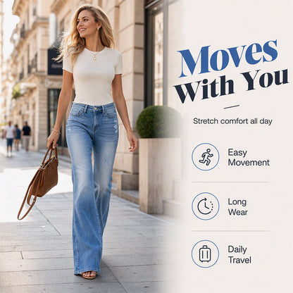 👖 Flattering Retro Style | Women’s High-Waist Distressed Flare Jeans