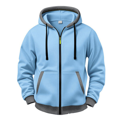 🔥 Everyday Warmth | Men’s Plush-Lined Full-Zip Hoodie with Drawstring Hood