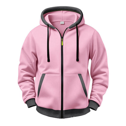 🔥 Everyday Warmth | Men’s Plush-Lined Full-Zip Hoodie with Drawstring Hood