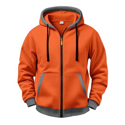 🔥 Everyday Warmth | Men’s Plush-Lined Full-Zip Hoodie with Drawstring Hood