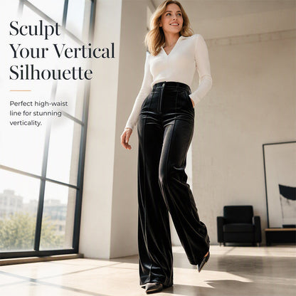 ✨ Effortless Polish | Women’s High-Waist Drapey Wide-Leg Pants with Side Pockets