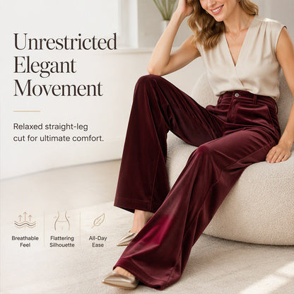 ✨ Effortless Polish | Women’s High-Waist Drapey Wide-Leg Pants with Side Pockets