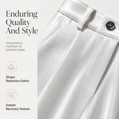 ✨ Effortless Polish | Women’s High-Waist Drapey Wide-Leg Pants with Side Pockets