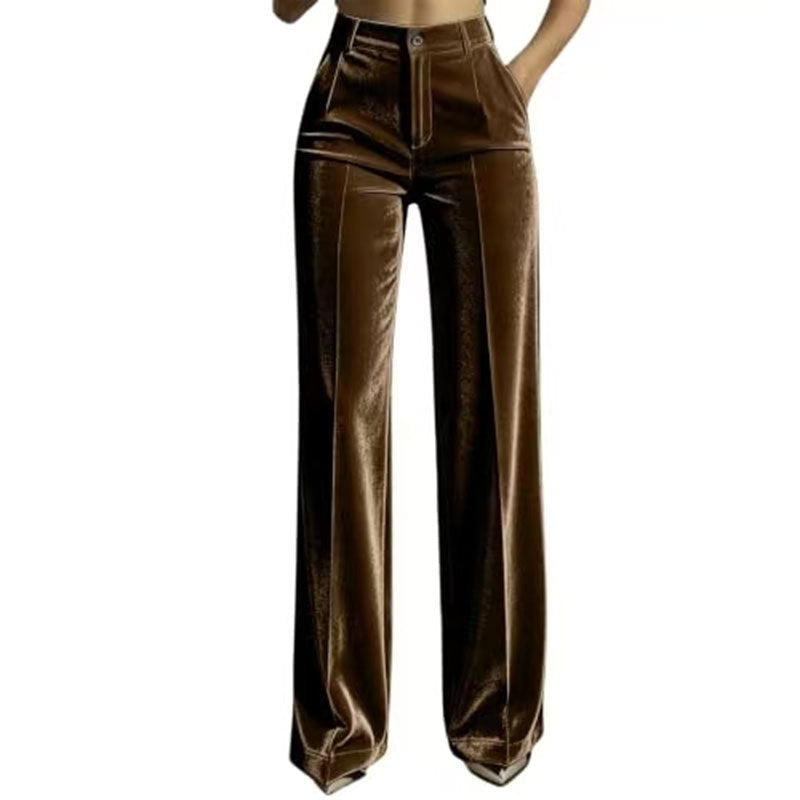 ✨ Effortless Polish | Women’s High-Waist Drapey Wide-Leg Pants with Side Pockets