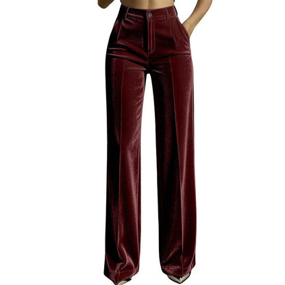 ✨ Effortless Polish | Women’s High-Waist Drapey Wide-Leg Pants with Side Pockets