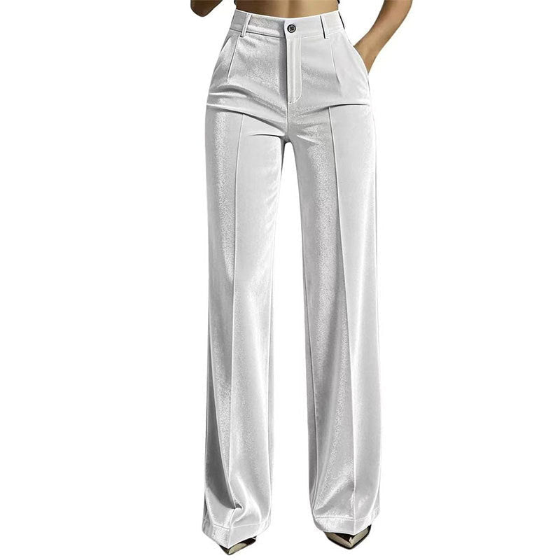 ✨ Effortless Polish | Women’s High-Waist Drapey Wide-Leg Pants with Side Pockets