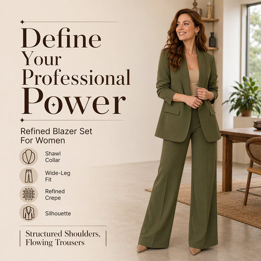 ✨ Effortless Tailoring | Women’s Shawl-Collar Blazer & Wide-Leg Pants 2-Piece Set