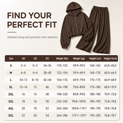 ✨ Cozy Made Polished | Women’s Cropped Hooded Knit & Wide-Leg Pants 2-Piece Set