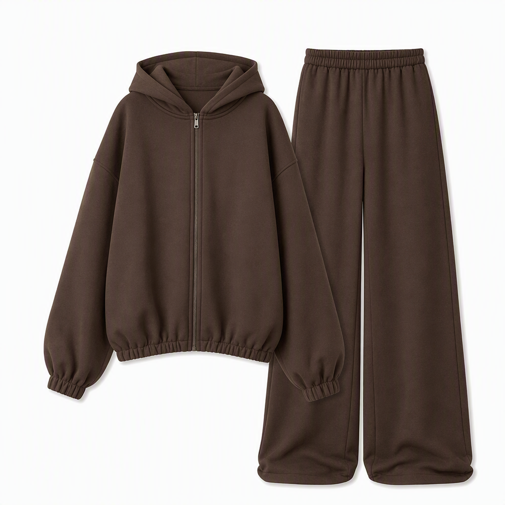 ✨ Cozy Made Polished | Women’s Cropped Hooded Knit & Wide-Leg Pants 2-Piece Set