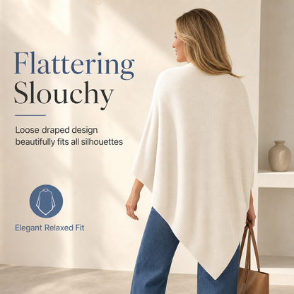✨ Effortless Draped Elegance | Women’s Mock-Neck Batwing Knit Shawl Wrap