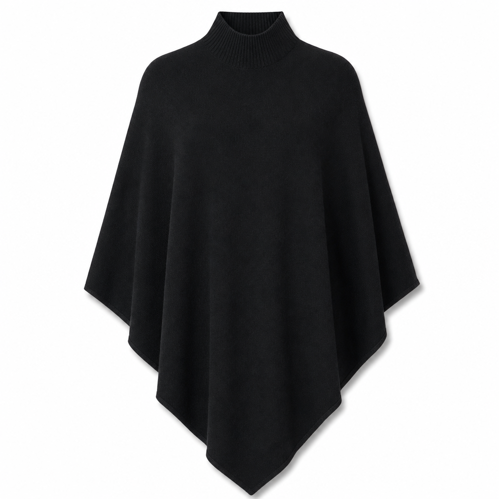 ✨ Effortless Draped Elegance | Women’s Mock-Neck Batwing Knit Shawl Wrap