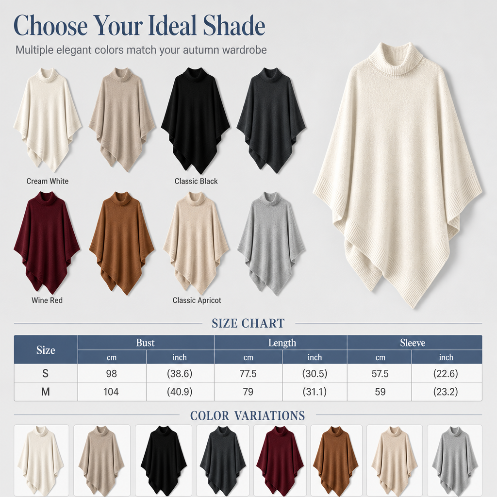 ✨ Effortless Draped Elegance | Women’s Mock-Neck Batwing Knit Shawl Wrap