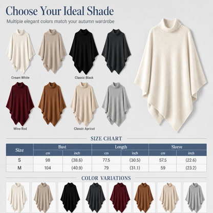 ✨ Effortless Draped Elegance | Women’s Mock-Neck Batwing Knit Shawl Wrap