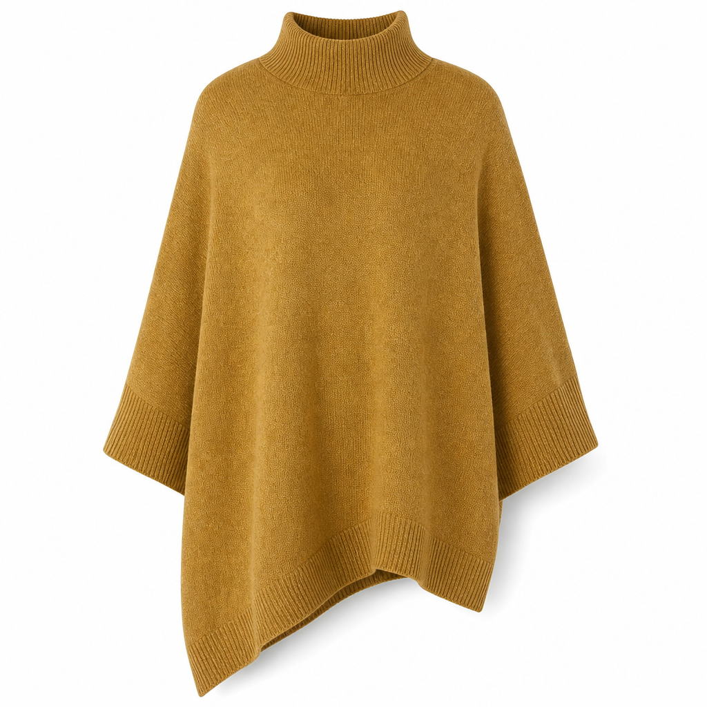 ✨ Effortless Draped Elegance | Women’s Mock-Neck Batwing Knit Shawl Wrap