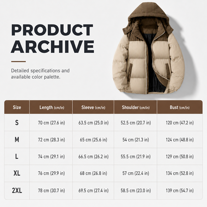 🔥 Rugged Everyday Style | Men’s Color-Block Corduroy Puffer Hooded Jacket