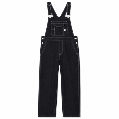 Men's Heavyweight Cotton Denim Overalls Relaxed Fit Straight Leg Dungarees with Multi Pocket Utility