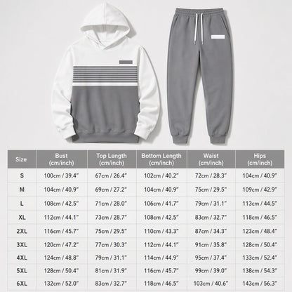 Men's Casual Color-Block Hoodie and Pants Set