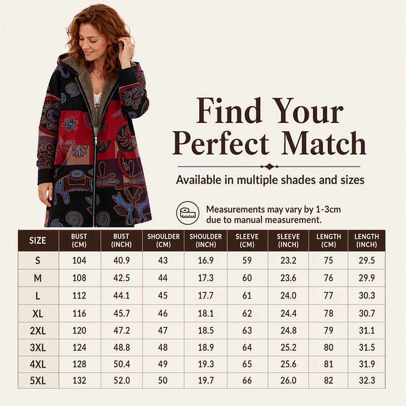🍂 Artistic Everyday Style | Women’s Vintage Leaf Print Hooded Coat
