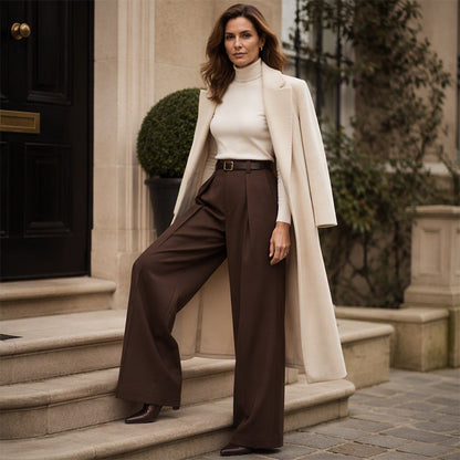 👖 Flattering High Rise, Elegant Drape | Women's Wide-Leg Pants