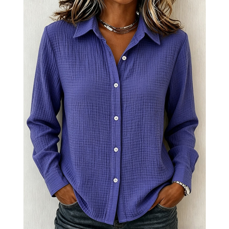 ✨ Crinkle Texture, Polished Everyday Style | Women's Button-Down Shirt